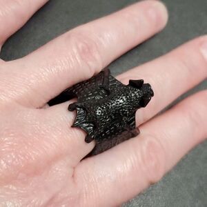 Black bat wrap ring adjustable metal